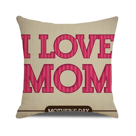 Happy Mother's Day Linen Cushion Cover Floral Letter Printed Square Decorative Pillowcase For Home Sofa Living Room Decor Gift For Mom