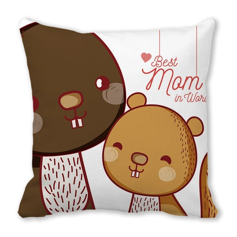 Glücklicher Muttertag Cartoon Tier Pfirsichhaut Dekorative Kissenbezug Quadratische Wurfkissenbezug Für Sofa Home Decor Geschenk Für Mama