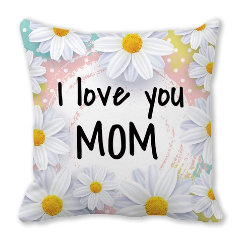 Happy Mother's Day Peach Skin Pillow Cover Floral Heart Cushion Case Festive Home Decor Throw Pillowcase Gift For Mother