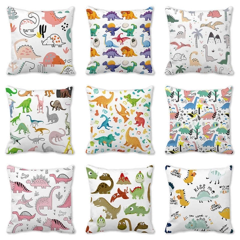 Süßer Cartoon Dinosaurier Pfirsichhaut Samt Quadrat Kissenbezug Kinderzimmer Dekorative Wurfkissenbezug Home Sofa Dekor