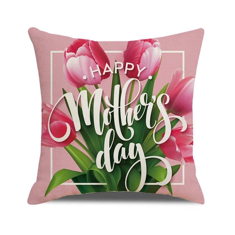 Alles Gute Zum Muttertag Leinen Kissenbezug Blume Herz Druck Kissenhülle Für Sofa Best Mom Geschenk Deko Quadratischer Kissenbezug