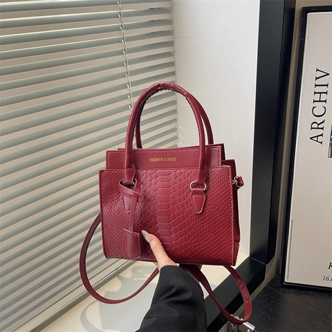 Women Handbag PU Leather Crocodile Pattern Top Handle Crossbody Shoulder Bag For Commuting Elegant Fashion
