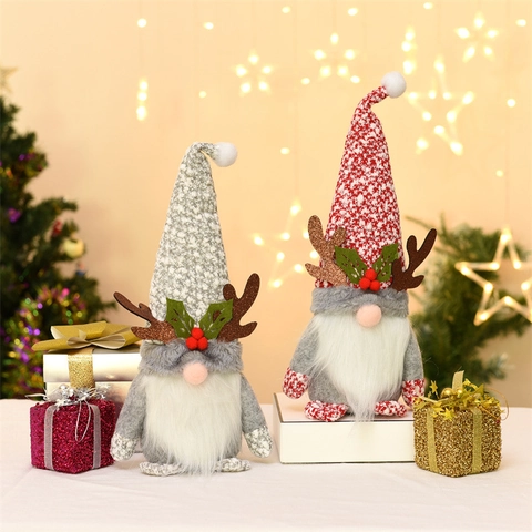 Weihnachtszwerg Plüsch Rentiergeweih Gesichtslose Weihnachtsmann Figur Home Showcase Ornament Festliche Weihnachtsfeier Deko