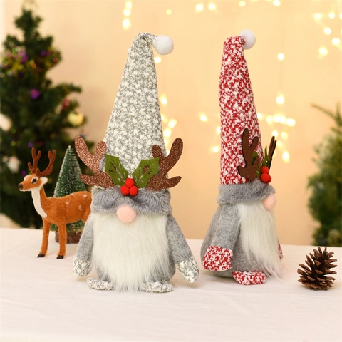 Weihnachtszwerg Plüsch Rentiergeweih Gesichtslose Weihnachtsmann Figur Home Showcase Ornament Festliche Weihnachtsfeier Deko