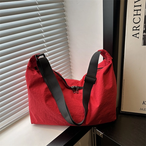 Borsa A Tracolla In Nylon Grande Capacità Donna Plissettata Slouchy Hobo Borsa A Spalla Tracolla Larga Regolabile