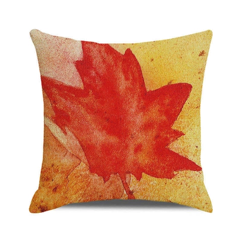 Thanksgiving Autumn Forest Maple Leaf Decorative Pillowcase Artistic Watercolor Print Linen Throw Pillow Cover For Home Sofa Decor
