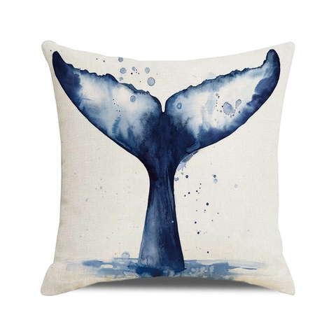 Aquarell Meerestiere Leinen Kissenbezug Oktopus Wal Seepferdchen Krabbe Marine Stil Dekorative Quadratische Kissenhülle Für Sofa Zuhause