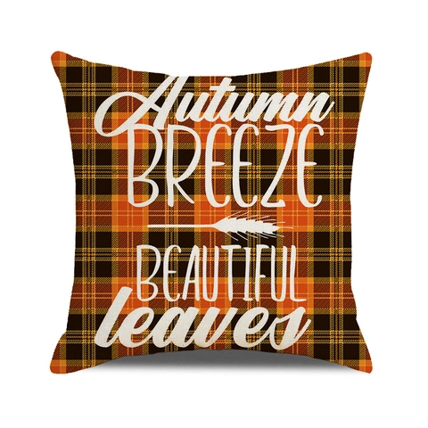 Thanksgiving Herfst Pompoen Ruit Decoratieve Kussensloop Linnen Katoenmix Herfst Oogst Kussenhoes Home Decor