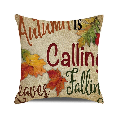 Thanksgiving Autumn Pumpkin Maple Leaves Linen Throw Pillow Cover Decorative Cushion Case For Sofa Home Decor