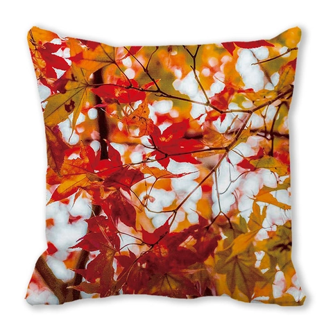 Joyeux Action de Grâce Automne Feuilles d'Érable Taie d'Oreiller Décorative Peau de Pêche Aquarelle Paysage de Forêt d'Automne pour Maison Canapé
