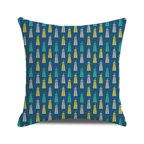 Nautical Cushion Covers Linen Cotton Pillowcase Ocean Theme Anchor Lighthouse Sailboat Home Sofa Decor Coastal Style