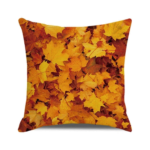 Thanksgiving Happy Autumn Forest Leaves Cushion Cover Linen Throw Pillowcase For Sofa Home Decor Harvest Season Holiday Gift