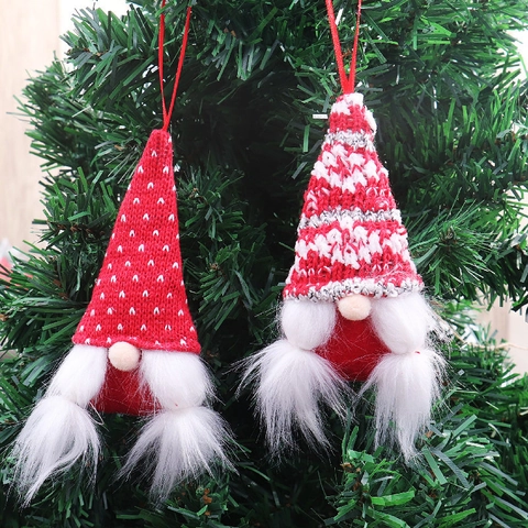 Ornamenti Di Gnomo Di Natale Tessuto A Maglia Pelliccia Sintetica Lunga Barba Decorazioni Appese Senza Volto Stile Nordico Albero