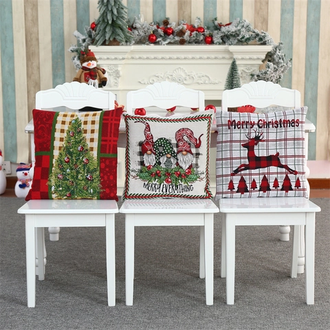 Kerst Kussenhoes Katoen Linnen Kerstman Sneeuwpop Kabouter Rendier Plaid Feestelijke Bank Decoratie Kussensloop