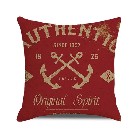Nautical Anchor Sailboat Vintage Linen Decorative Pillowcase Retro Sea Map Cushion Cover For Home Living Room Sofa Decor