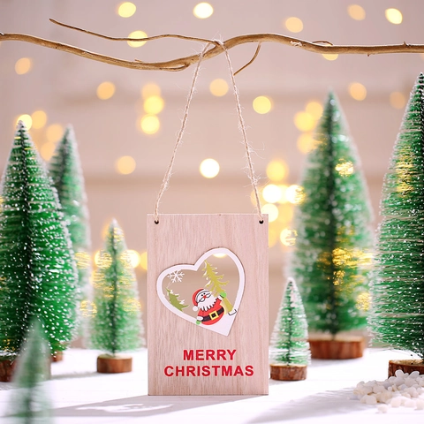 Weihnachten Holz Türhänger Merry Christmas Schild Hohl Anhänger Weihnachtsmann Schneemann Rentier Baum Ornament Party Deko