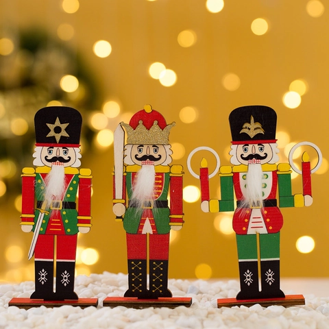 Holz Nussknacker Soldat Ornamente Handbemalte Weihnachtsdekoration Nussknacker Figuren Mit Glitzer Für Home Desktop Xmas Party Geschenke Deko
