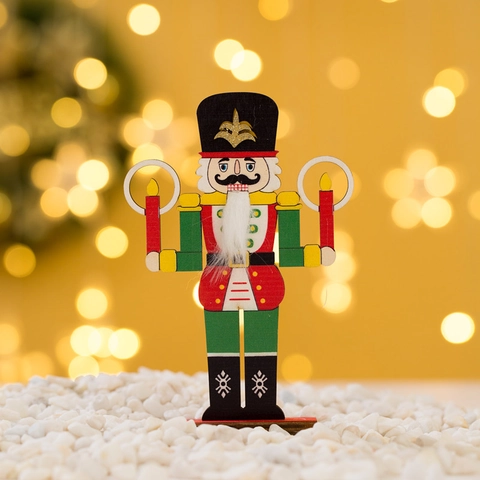Holz Nussknacker Soldat Ornamente Handbemalte Weihnachtsdekoration Nussknacker Figuren Mit Glitzer Für Home Desktop Xmas Party Geschenke Deko