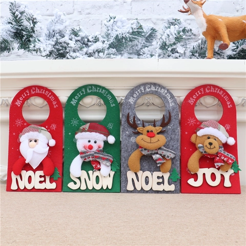 Decorazione Da Appendere Alla Porta Di Natale In Feltro Babbo Natale Pupazzo Di Neve Renna Orso Ornamenti Festa