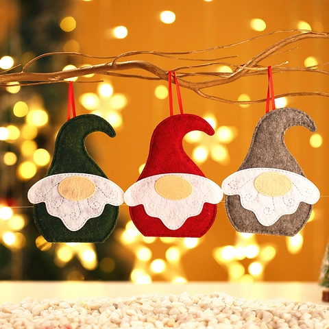 Gnomo di Natale Scandinavo Ornamenti Appesi in Feltro Babbo Natale Senza Volto Decorazioni per Albero Festa Casa