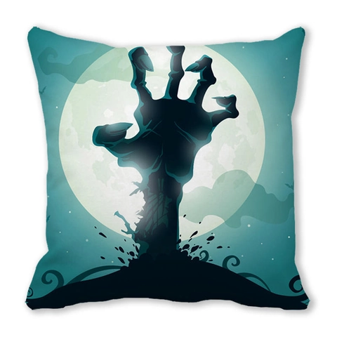 Halloween Kussenhoes Perzik Huid Polyester Vleermuis Pompoen Geest Print Sierkussenhoes Huis Decor Sofa Vierkant