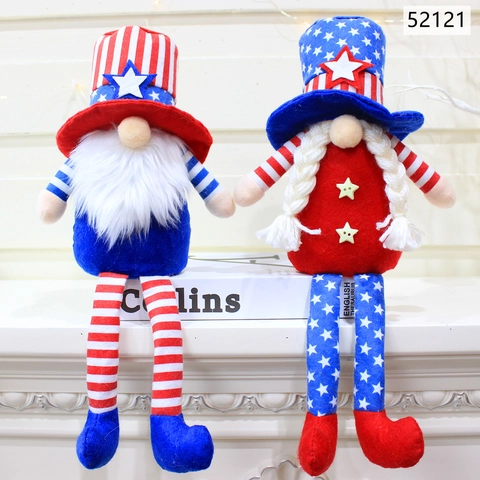 Patriotic Independence Day Gnome Plush Doll Decoration Faceless Tomte Ornament With Stars And Stripes Pattern Soft Cloth