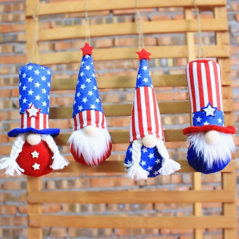 Patriotische Gnome Gonk Plüsch Ornamente Unabhängigkeitstag Hängende Dekorationen Sterne Und Streifen Stoff Material
