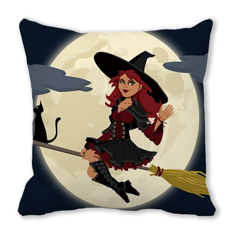 Halloween Kissenbezug Pfirsichhaut Samt Cartoon Hexe Dämon Dekorativer Kissenbezug Für Sofa Heim Party Deko