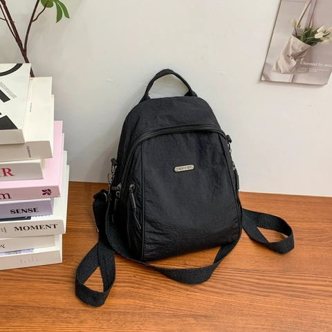 Zaino Moda Da Donna In Nylon Con Materiale Leggero E Grande Capacità Tinta Unita Multi Tasche Borsa Per Viaggi E Pendolari