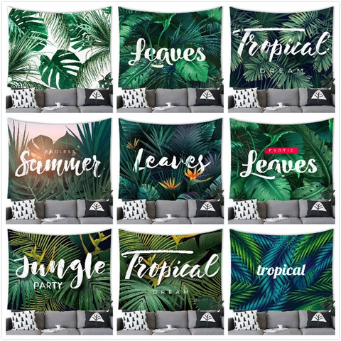 Tropische Pflanzen Grün Blatt Wandteppich Wandbehang Deko Polyester Gewebe Monstera Palmenblätter Für Wohnzimmer Schlafzimmer Dekor