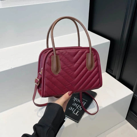 Damen Chevron Gesteppt PU-Leder Handtasche Kleine Quadratische Umhängetasche Mit Verstellbarem Riemen Mode Damen Tasche