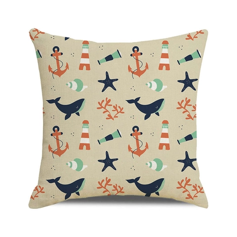 Aquarel Oceaan Haai Walvis Nautisch Decoratieve Linnen Kussenhoes Cartoon Dier Home Decor Sofa Vierkante Kussensloop Geen Vulling