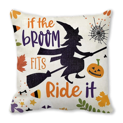 Funda per Cuscino in Pelle di Pesca Halloween Trick Or Treat Quadrata Con Zucca Strega Fantasma per Decorazione Casa Festa