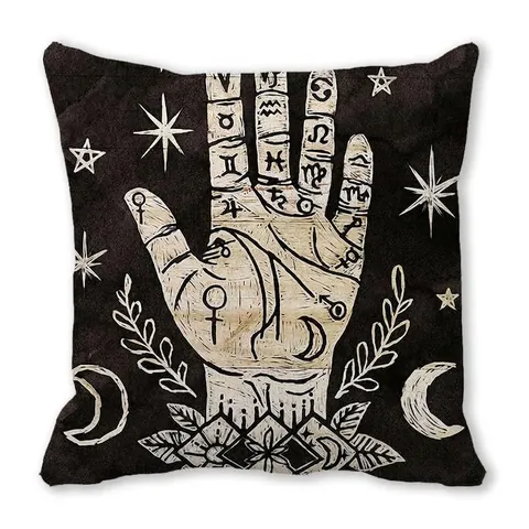 Gotische Halloween Kussenhoezen Polyester Perzikhuid Home Decor Zwarte Kat Schedel Mystiek Occult Vierkante Sierkussen Sloop