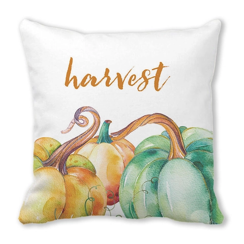 Funda De Cojín De Calabaza De Cosecha De Otoño En Acuarela Acción De Gracias Decorativo Poliéster Piel De Melocotón Para Casa
