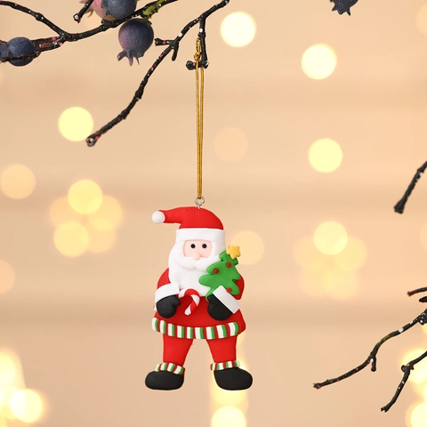 Adornos De Navidad Arcilla Polimérica Decoración Colgante Papá Noel Muñeco De Nieve Reno Árbol Imán De Nevera