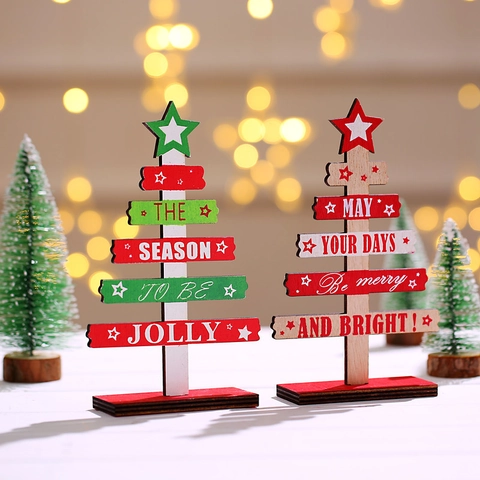 Albero Di Natale In Legno Ornamento Da Scrivania DIY Mini Decorazione Con Stella Per Casa E Ufficio Festivo
