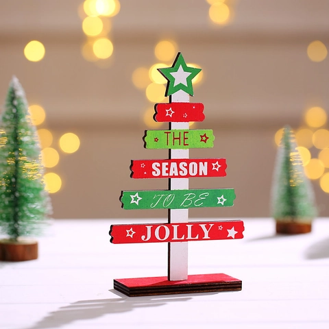 Albero Di Natale In Legno Ornamento Da Scrivania DIY Mini Decorazione Con Stella Per Casa E Ufficio Festivo