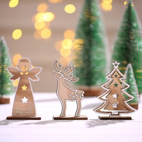 Decorazioni Da Tavolo Natalizie In Legno Cavo Renna Angelo Albero Forme Decorazione Da Scrivania Per Casa Ufficio