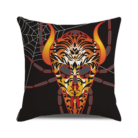 Halloween Throw Pillow Case Gothic Skull Pumpkin Pattern Linen Cotton Cushion Cover Horror Vintage Home Decor