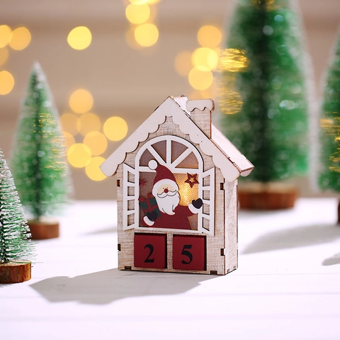 Calendario Avvento Natale In Legno LED Luminoso Conto Alla Rovescia Decorazione Scrivania Babbo Natale Pupazzo Di Neve Renna