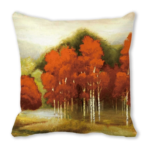 Erntedankfest Aquarell Herbstblätter Pfirsichhaut Kissenbezug Herbstwald Dekorativer Kissenbezug Für Sofa Heimdekoration