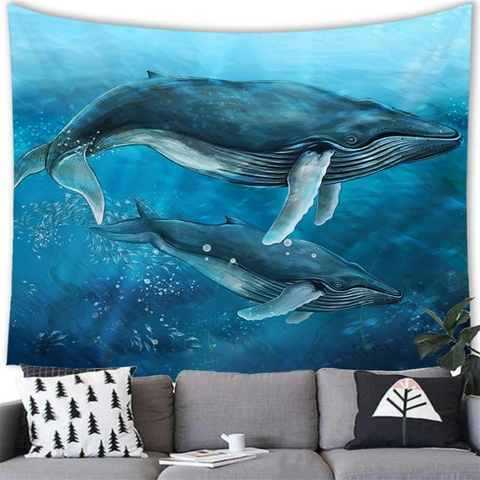 Fantasie Galaxie Wal Wandteppich Polyester Peach Skin Kurzplüsch Sternenhimmel Aurora Ozean Tier Wandkunst Decke Für Wohnzimmer Schlafzimmer Zuhause Deko