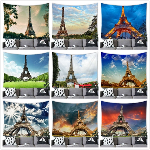 Paris Eiffel Tower Scenery Wall Tapestry 3D Digital Printed Polyester Landscape Hanging For Living Room Bedroom Dorm Art Decor