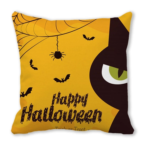 Halloween Zwarte Kat Pompoen Decoratieve Kussensloop Perzikhuid Kussenhoes Voor Bank Woonkamer Home Decor Happy Halloween Feestthema