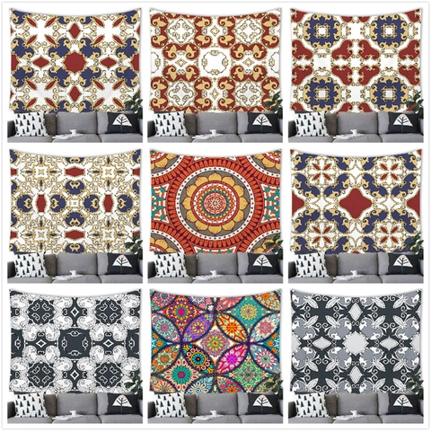 Bohemian Mandala Wall Hanging Tapestry Polyester Fabric Large Backdrop For Living Room Bedroom Dorm Home Decor Retro Geometric Flower Art