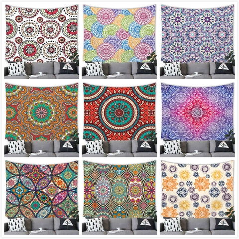 Bohemian Mandala Tapestry Polyester Fabric Wall Hanging Decorative Cloth For Living Room Bedroom Backdrop Home Decor
