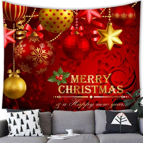 Christmas Tapestry Wall Hanging Polyester Holiday Decor Winter Snow Scene Vivid Colors Home Decoration Festive Backdrop