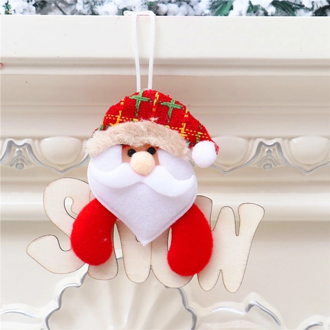 Christmas Hanging Ornaments Plush Santa Snowman Reindeer Bear Wooden Letter Sign For Xmas Tree Fireplace Home Party Festive Decor