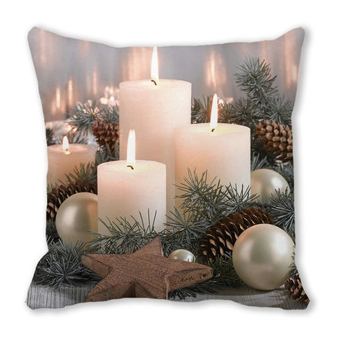 Christmas Cushion Cover Peach Skin Velvet Decorative Pillowcase For Sofa Home Festive Winter Decor Square